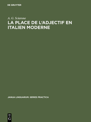 cover image of La place de l'adjectif en italien moderne
